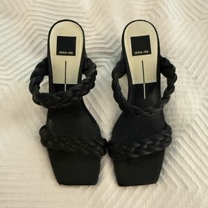 Dolce Vita Black Braided Sandals Square Toe